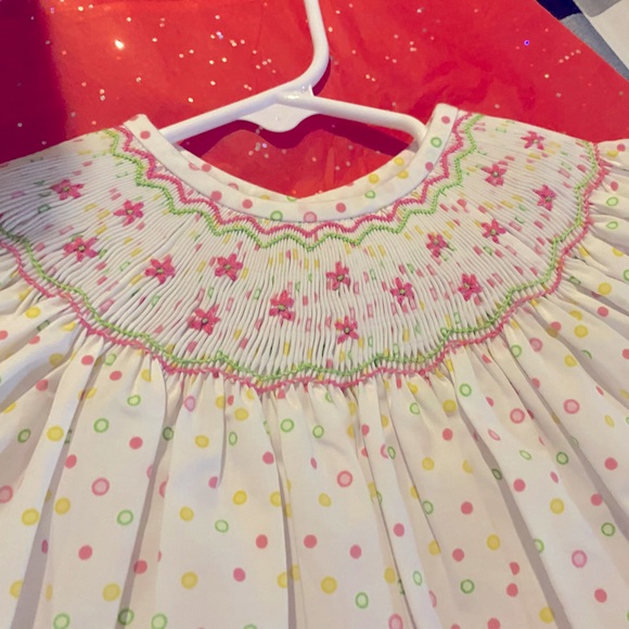 GORGEOUS smocked dress 12 mo- rarely worn- originally purchased for $65 - Picture 2 of 2